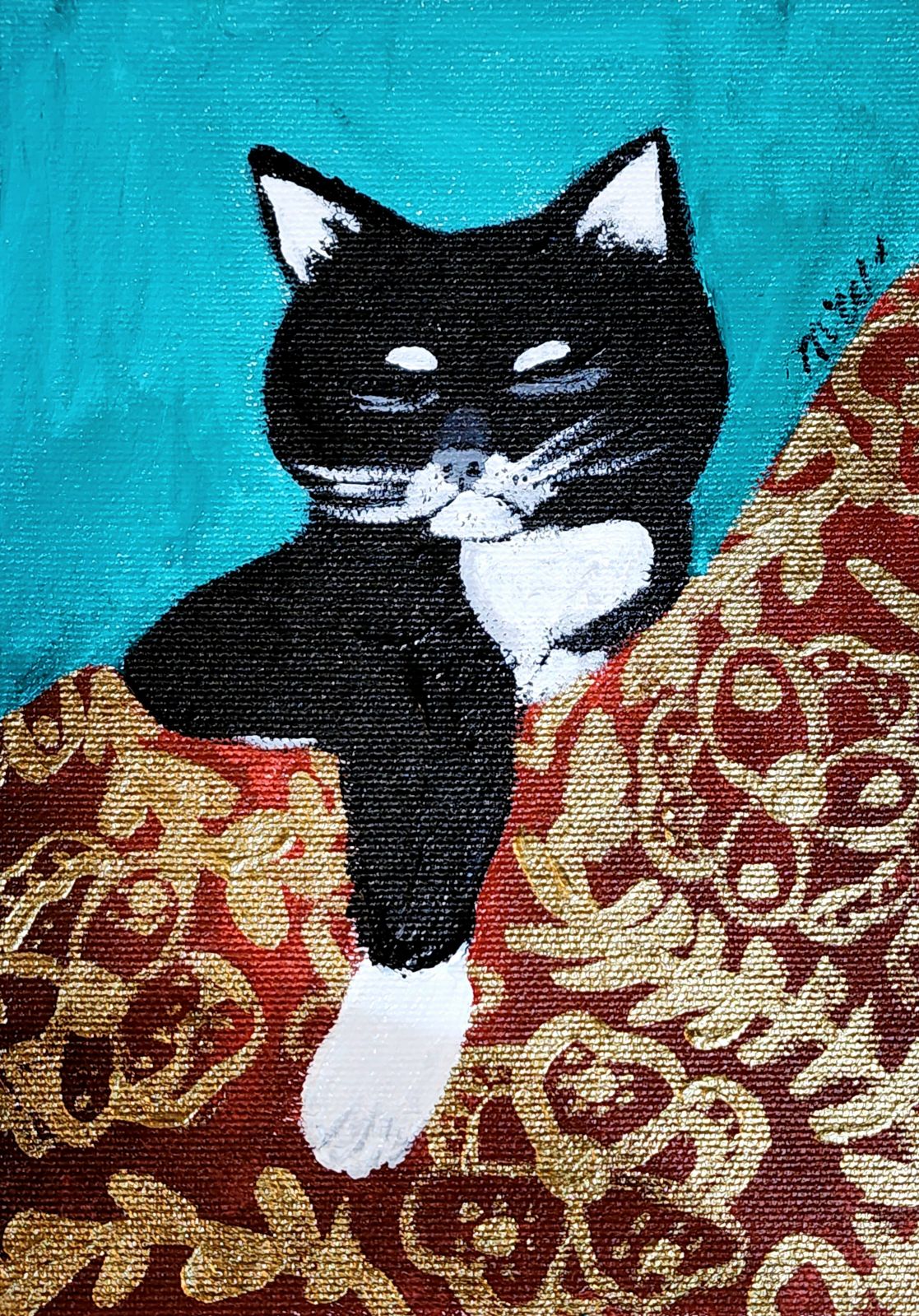 Sleeping Tuxedo Painting
